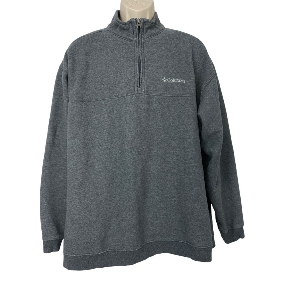 Columbia Sweatshirt Mens XXL 1/4 Zip Gray Long Sleeve Pullover 2X 2XL